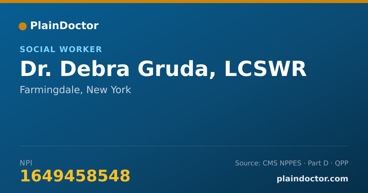 Shareable card for Debra Gruda, LCSWR - Social Worker, Farmingdale, NY