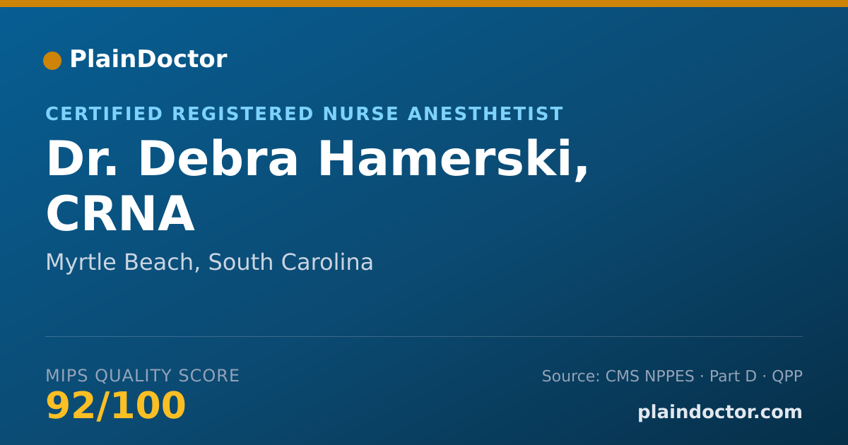 Shareable card for Debra Hamerski, CRNA - Certified Registered Nurse Anesthetist, Myrtle Beach, SC