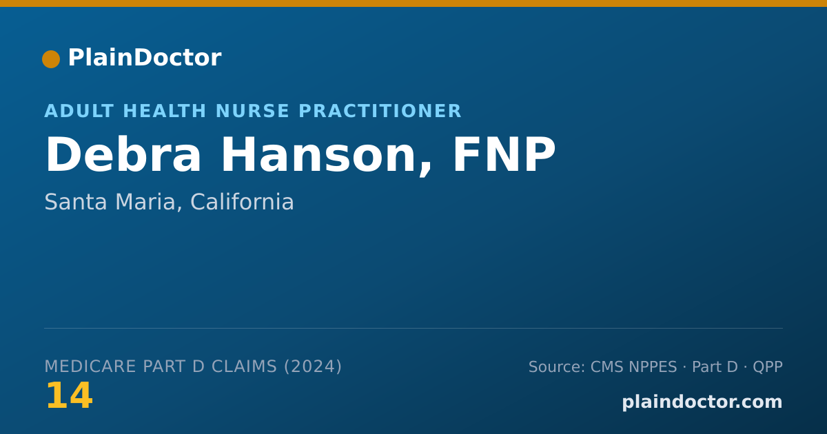 Shareable card for Debra Hanson, FNP - Adult Health Nurse Practitioner, Santa Maria, CA