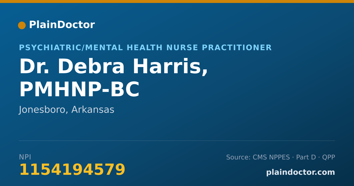 Shareable card for Debra Harris, PMHNP-BC - Psychiatric/Mental Health Nurse Practitioner, Jonesboro, AR