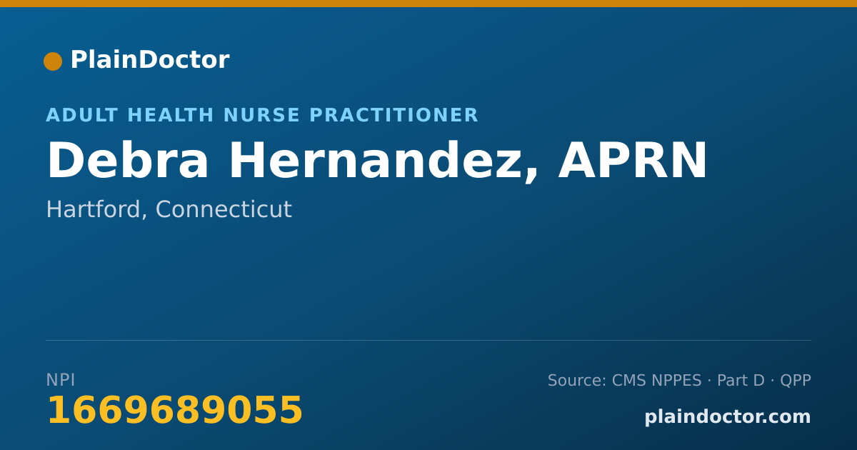 Shareable card for Debra Hernandez, APRN - Adult Health Nurse Practitioner, Hartford, CT