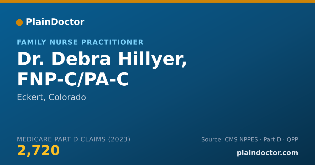 Shareable card for Debra Hillyer, FNP-C/PA-C - Family Nurse Practitioner, Eckert, CO