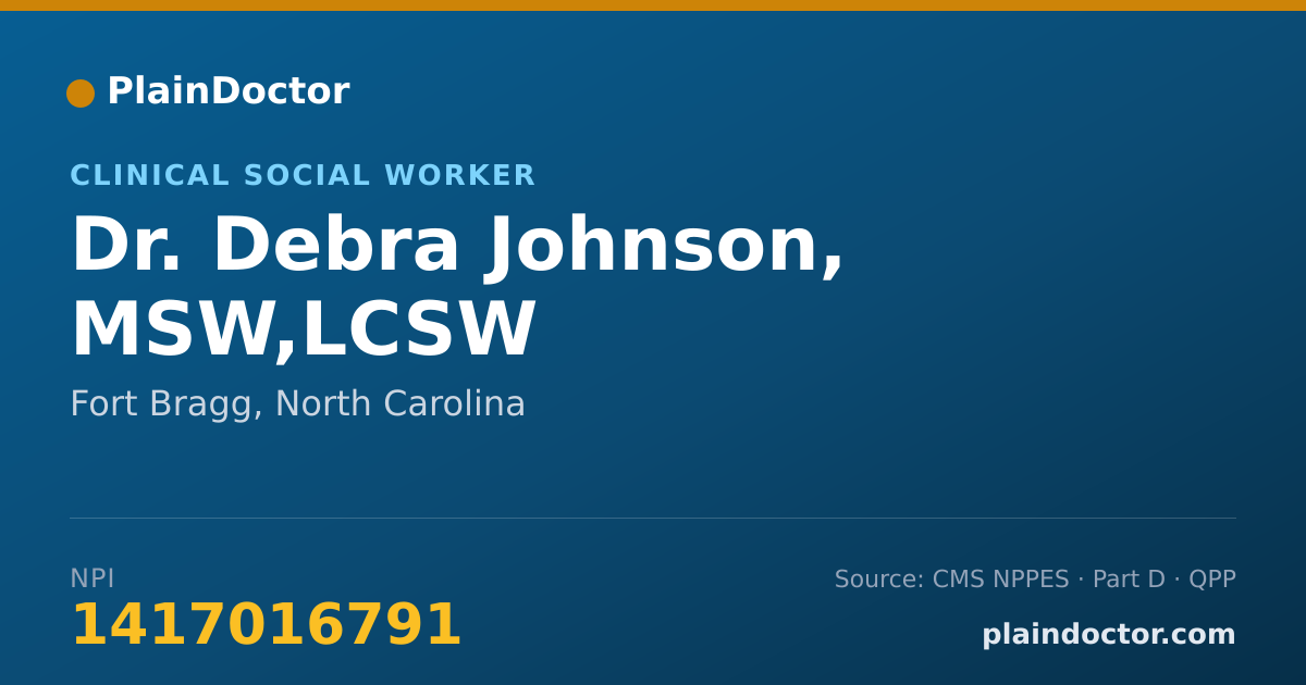 Shareable card for Debra Johnson, MSW,LCSW - Clinical Social Worker, Fort Bragg, NC