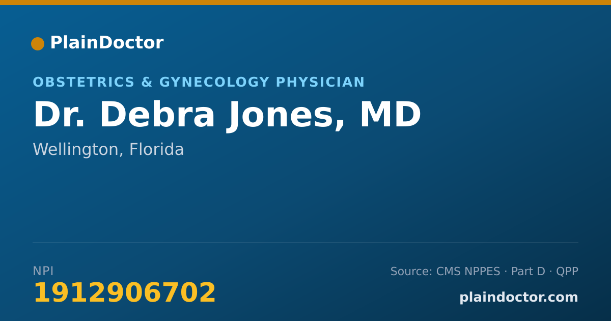 Shareable card for Debra Jones, MD - Obstetrics & Gynecology Physician, Wellington, FL