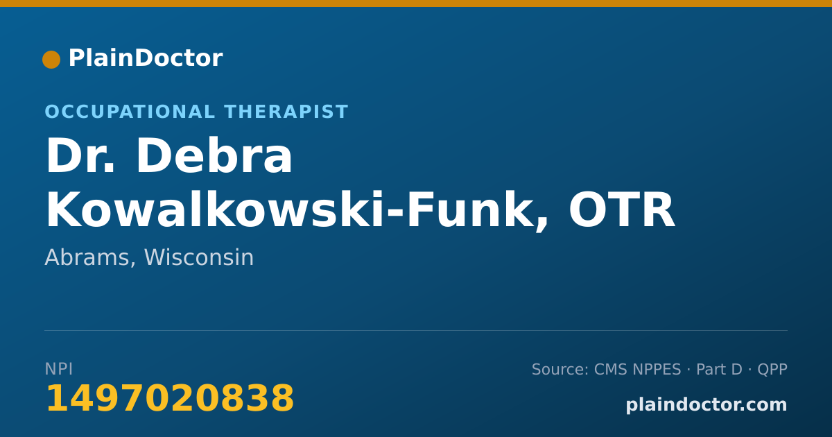 Shareable card for Debra Kowalkowski-Funk, OTR - Occupational Therapist, Abrams, WI