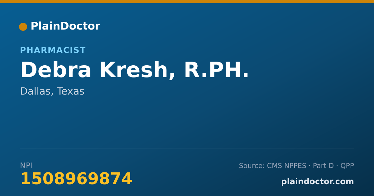 Shareable card for Debra Kresh, R.PH. - Pharmacist, Dallas, TX