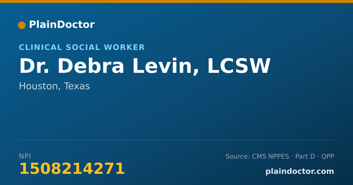 Shareable card for Debra Levin, LCSW - Clinical Social Worker, Houston, TX
