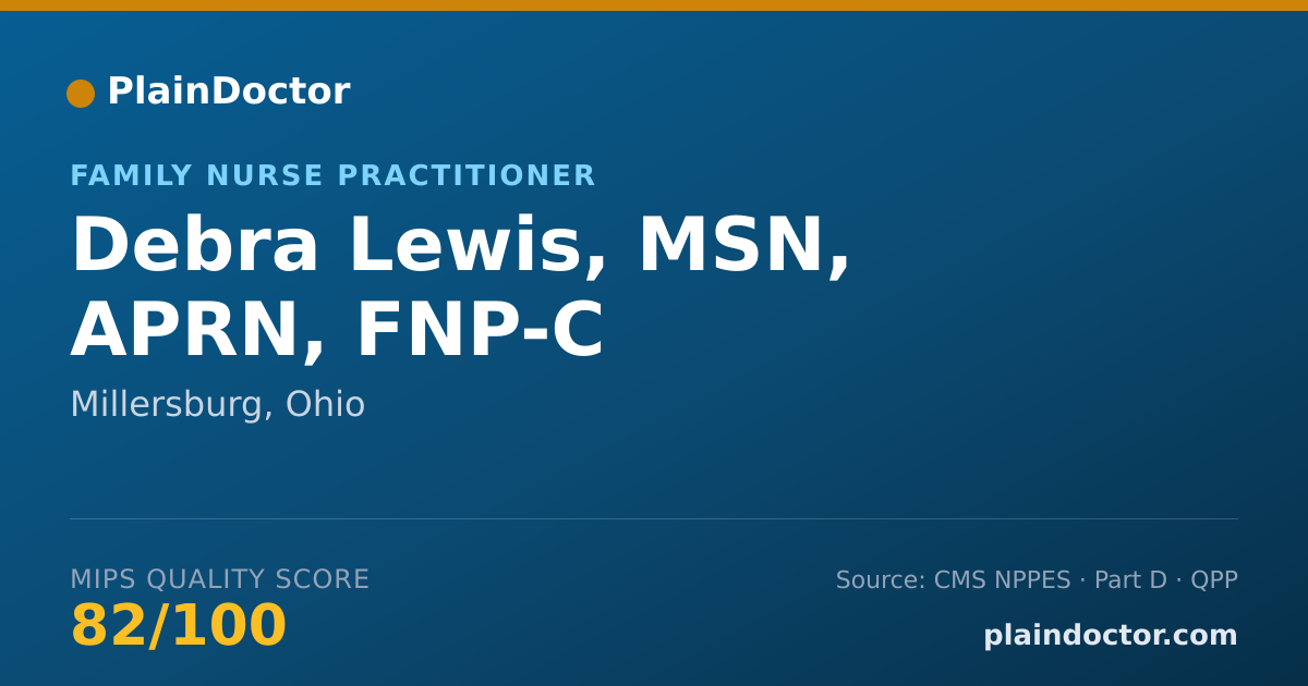 Shareable card for Debra Lewis, MSN, APRN, FNP-C - Family Nurse Practitioner, Millersburg, OH
