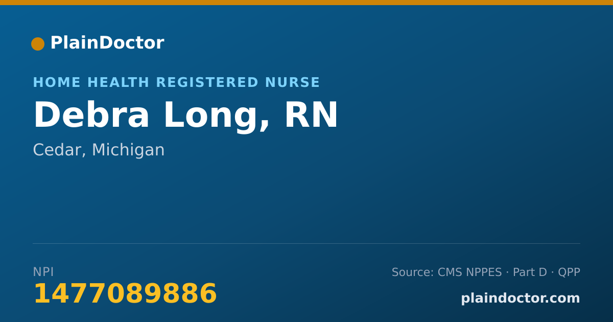 Shareable card for Debra Long, RN - Home Health Registered Nurse, Cedar, MI