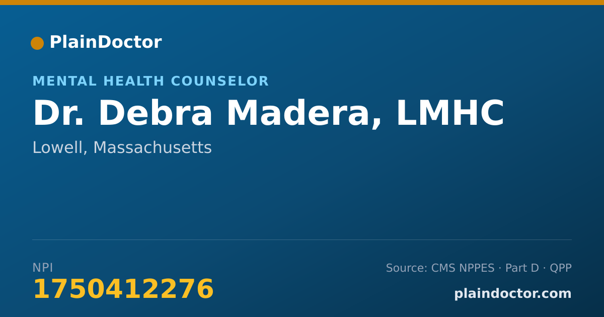 Shareable card for Debra Madera, LMHC - Mental Health Counselor, Lowell, MA