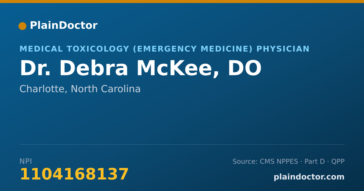 Shareable card for Debra McKee, DO - Medical Toxicology (Emergency Medicine) Physician, Charlotte, NC