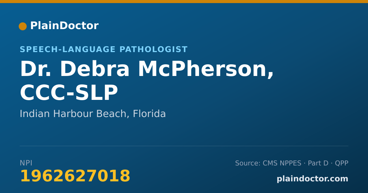 Shareable card for Debra McPherson, CCC-SLP - Speech-Language Pathologist, Indian Harbour Beach, FL