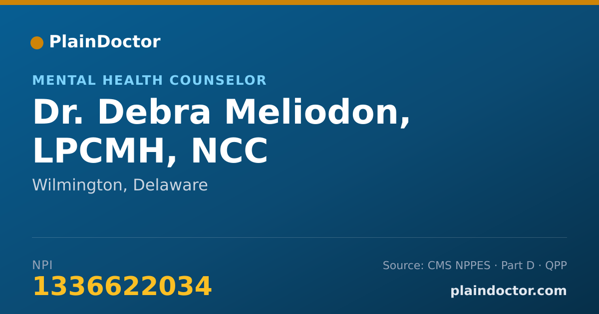 Shareable card for Debra Meliodon, LPCMH, NCC - Mental Health Counselor, Wilmington, DE