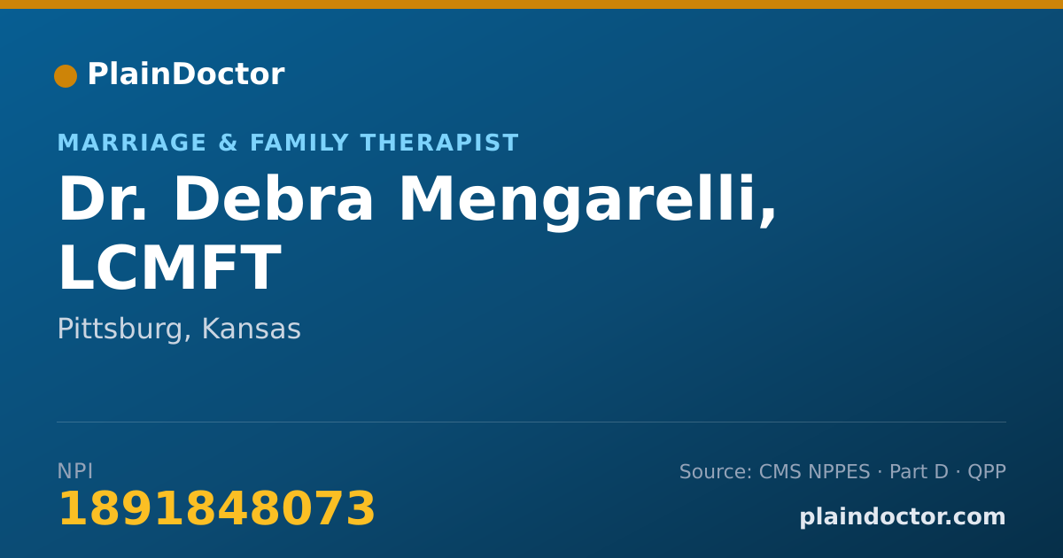 Shareable card for Debra Mengarelli, LCMFT - Marriage & Family Therapist, Pittsburg, KS