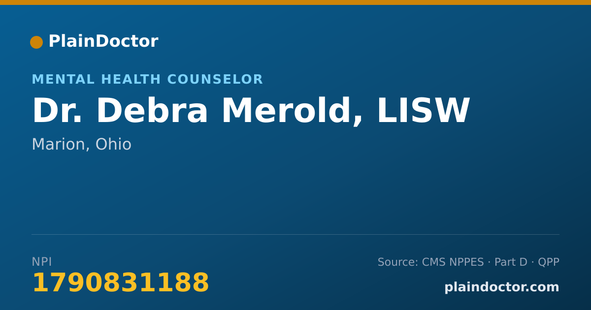 Shareable card for Debra Merold, LISW - Mental Health Counselor, Marion, OH