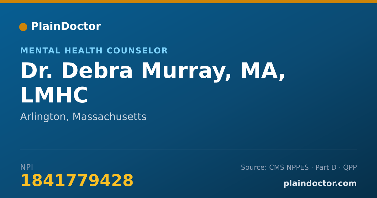 Shareable card for Debra Murray, MA, LMHC - Mental Health Counselor, Arlington, MA
