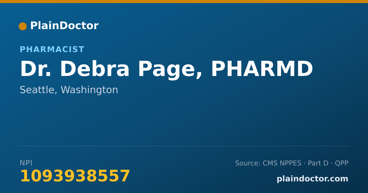 Shareable card for Debra Page, PHARMD - Pharmacist, Seattle, WA
