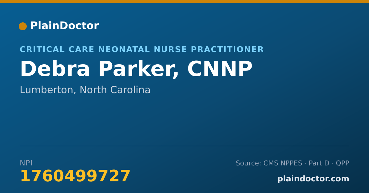 Shareable card for Debra Parker, CNNP - Nurse Practitioner, Lumberton, NC