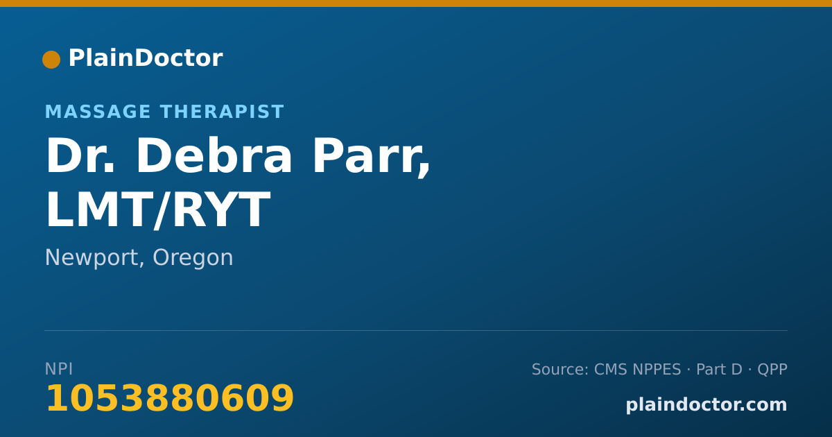 Shareable card for Debra Parr, LMT/RYT - Massage Therapist, Newport, OR