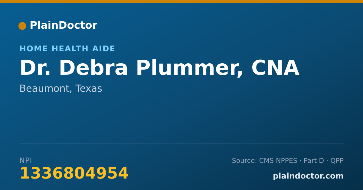 Shareable card for Debra Plummer, CNA - Home Health Aide, Beaumont, TX