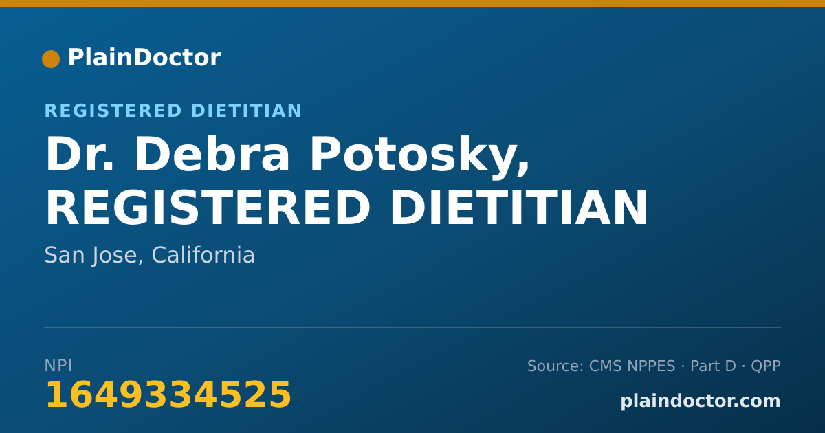 Shareable card for Debra Potosky, REGISTERED DIETITIAN - Registered Dietitian, San Jose, CA