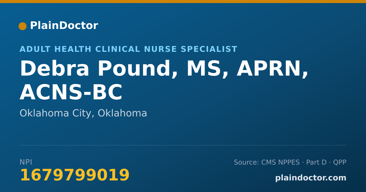 Shareable card for Debra Pound, MS, APRN, ACNS-BC - Adult Health Clinical Nurse Specialist, Oklahoma City, OK