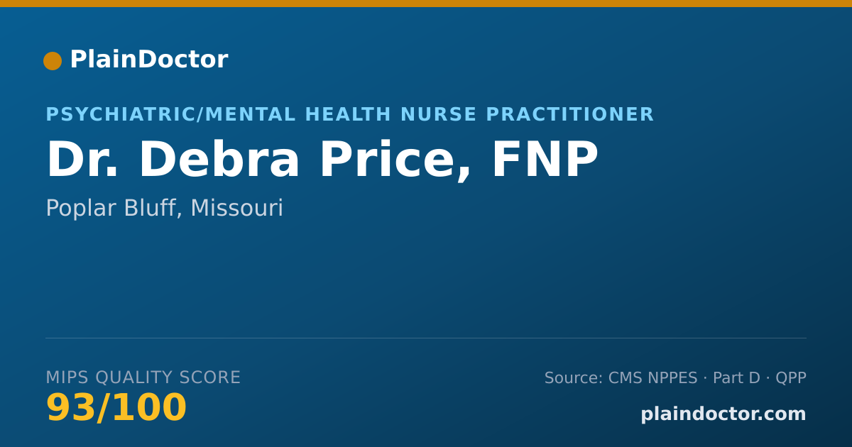 Shareable card for Debra Price, FNP - Psychiatric/Mental Health Nurse Practitioner, Poplar Bluff, MO