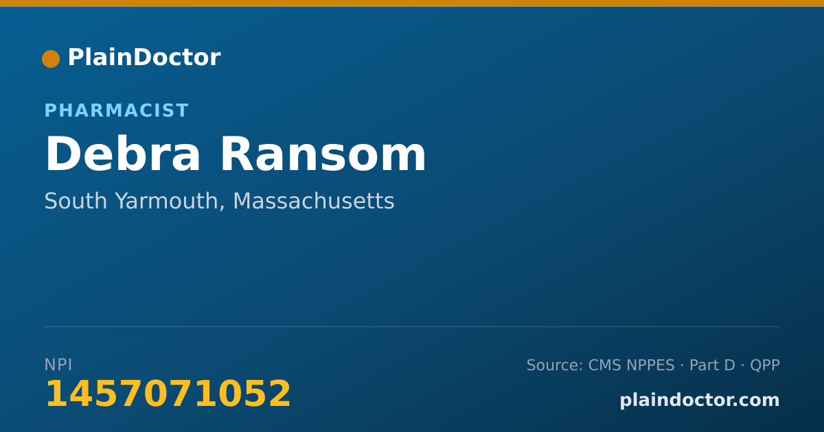 Shareable card for Debra Ransom - Pharmacist, South Yarmouth, MA