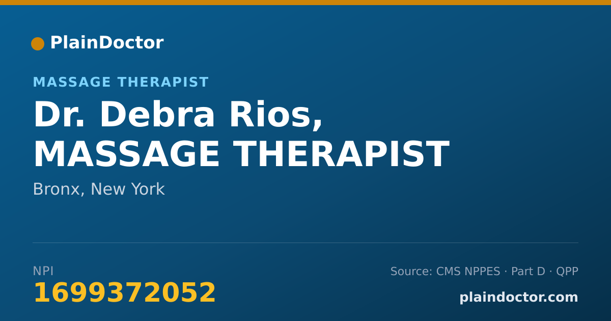 Shareable card for Debra Rios, MASSAGE THERAPIST - Massage Therapist, Bronx, NY