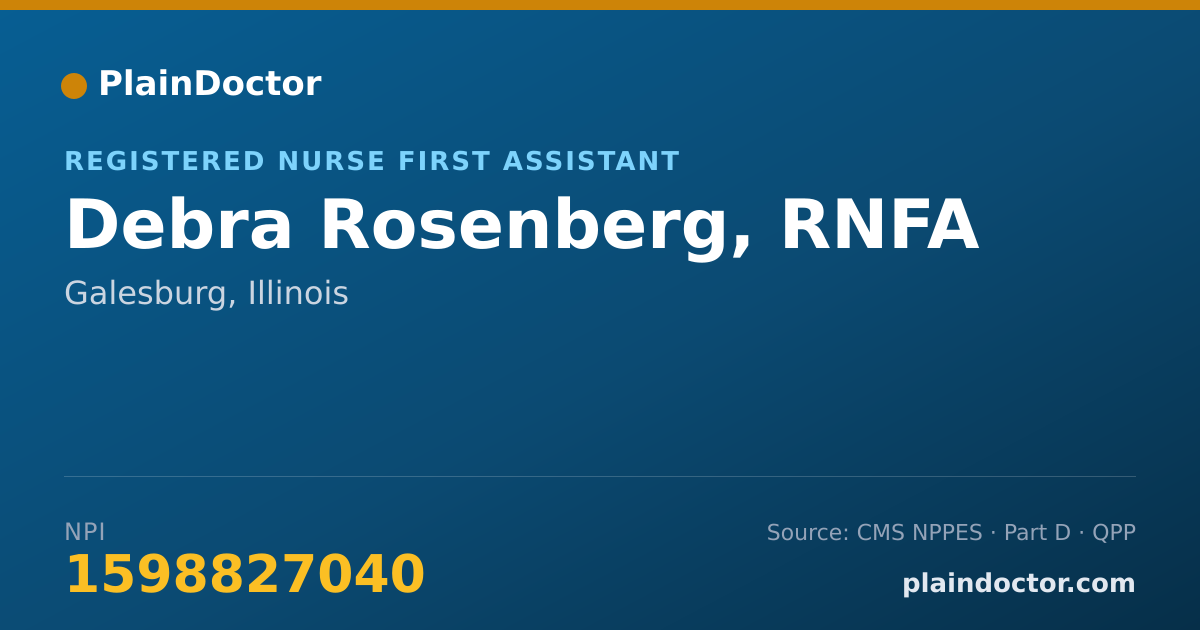 Shareable card for Debra Rosenberg, RNFA - Registered Nurse First Assistant, Galesburg, IL