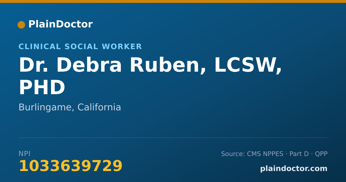 Shareable card for Debra Ruben, LCSW, PHD - Clinical Social Worker, Burlingame, CA