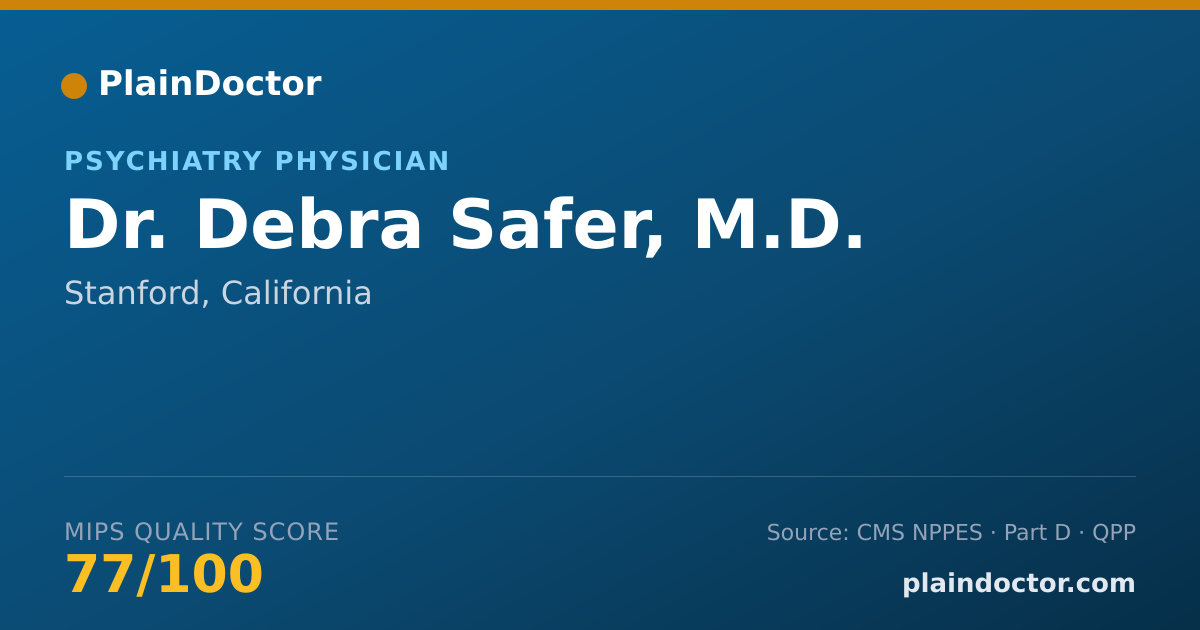 Shareable card for Debra Safer, M.D. - Psychiatry Physician, Stanford, CA