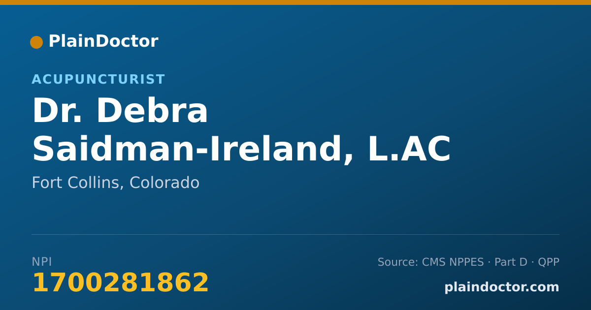 Shareable card for Debra Saidman-Ireland, L.AC - Acupuncturist, Fort Collins, CO
