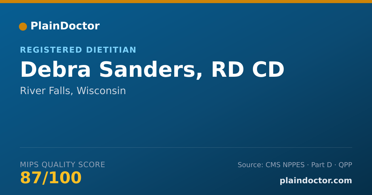 Shareable card for Debra Sanders, RD CD - Registered Dietitian, River Falls, WI