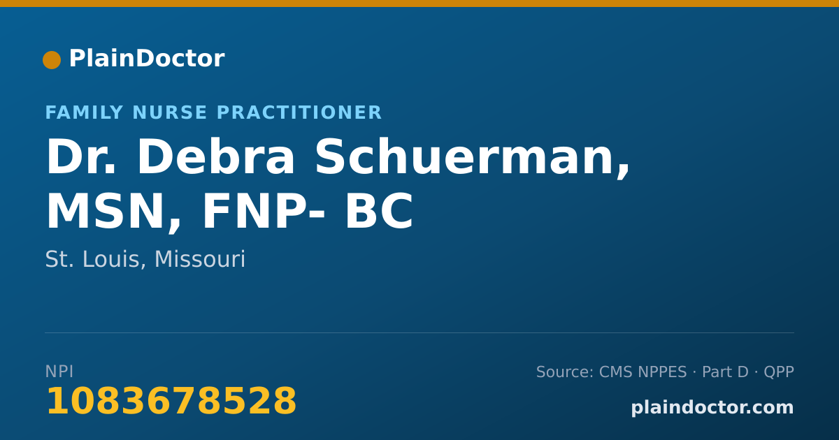Shareable card for Debra Schuerman, MSN, FNP- BC - Family Nurse Practitioner, St. Louis, MO