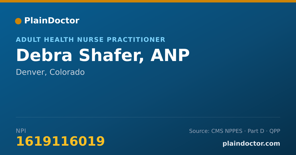 Shareable card for Debra Shafer, ANP - Adult Health Nurse Practitioner, Denver, CO
