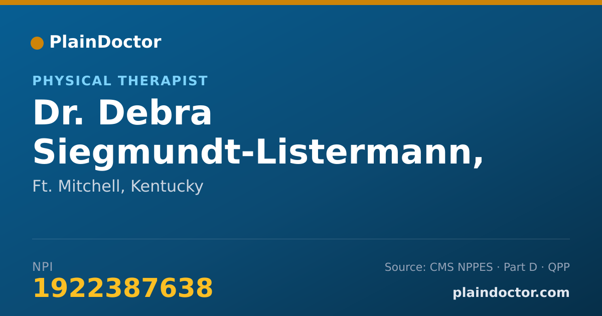 Shareable card for Debra Siegmundt-Listermann, PT - Physical Therapist, Ft. Mitchell, KY