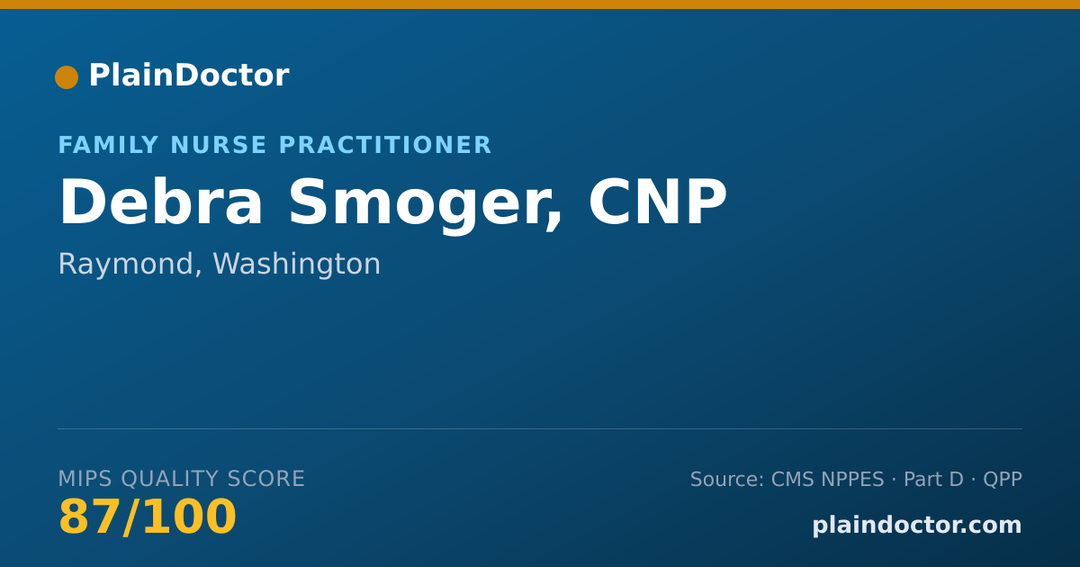 Shareable card for Debra Smoger, CNP - Family Nurse Practitioner, Raymond, WA