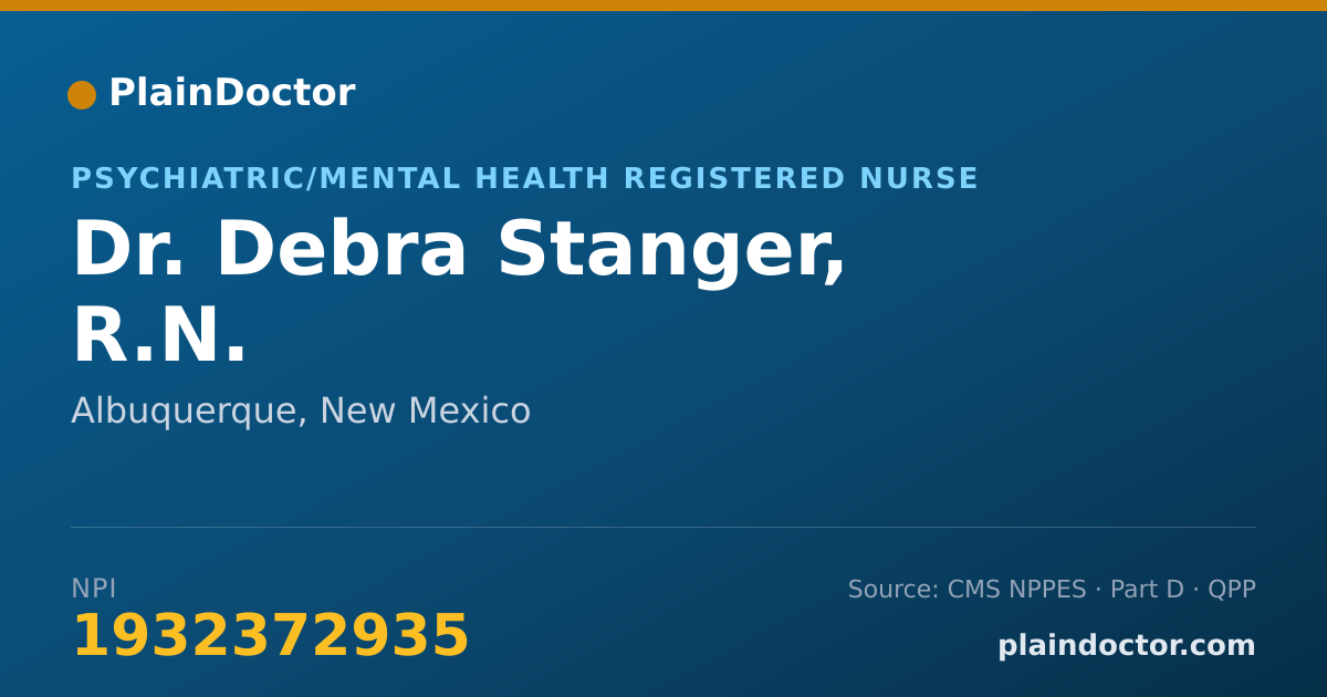 Shareable card for Debra Stanger, R.N. - Psychiatric/Mental Health Registered Nurse, Albuquerque, NM