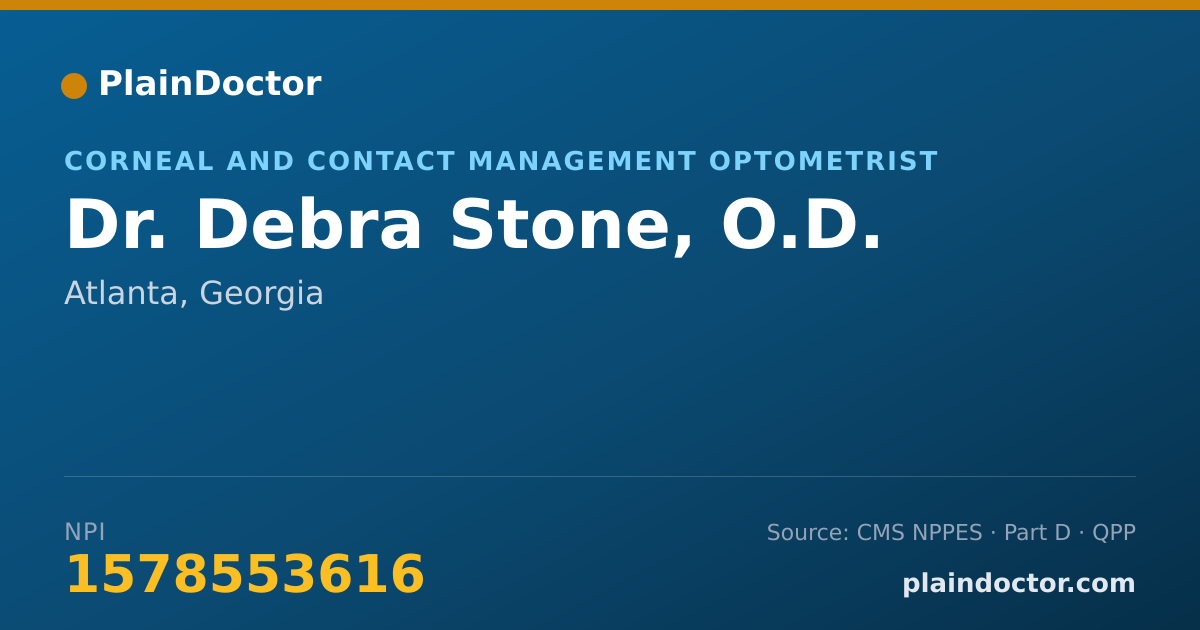 Shareable card for Debra Stone, O.D. - Corneal and Contact Management Optometrist, Atlanta, GA