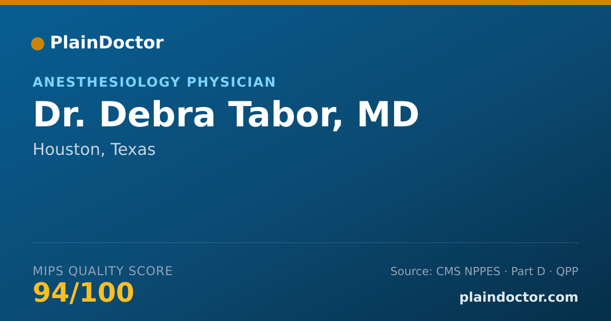 Shareable card for Debra Tabor, MD - Anesthesiology Physician, Houston, TX