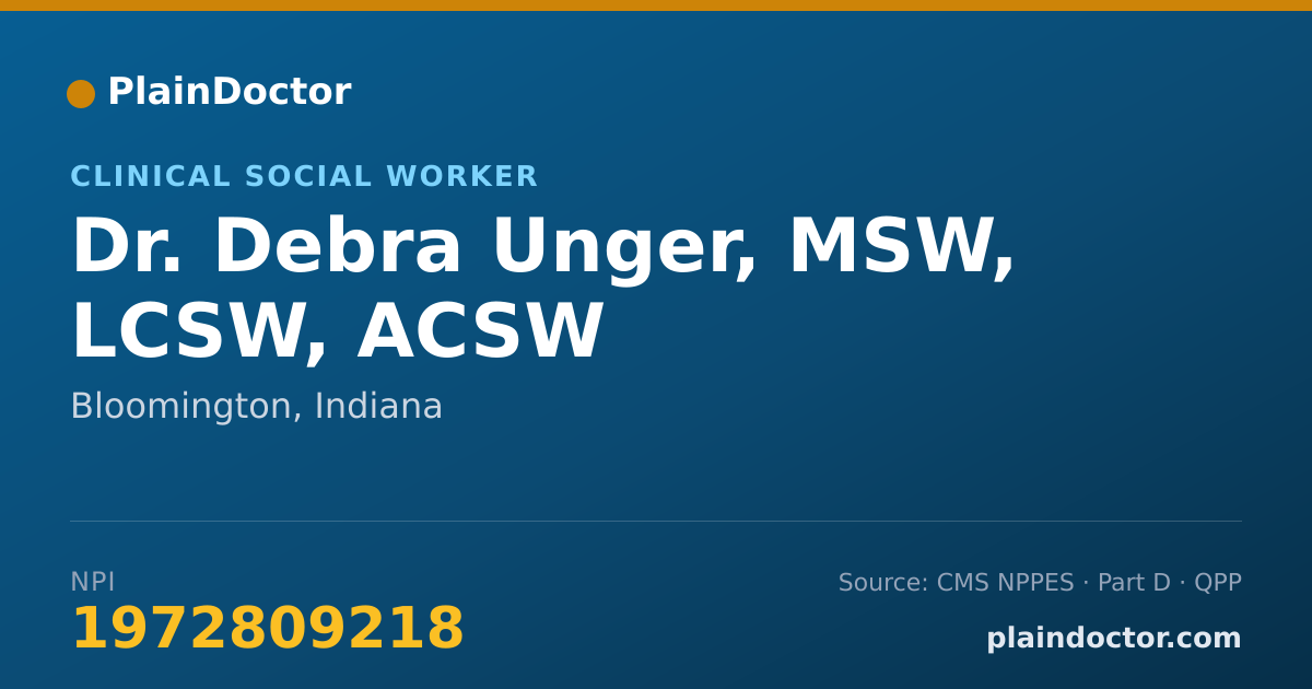 Shareable card for Debra Unger, MSW, LCSW, ACSW - Clinical Social Worker, Bloomington, IN