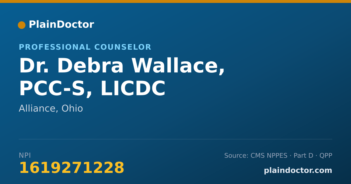Shareable card for Debra Wallace, PCC-S, LICDC - Professional Counselor, Alliance, OH