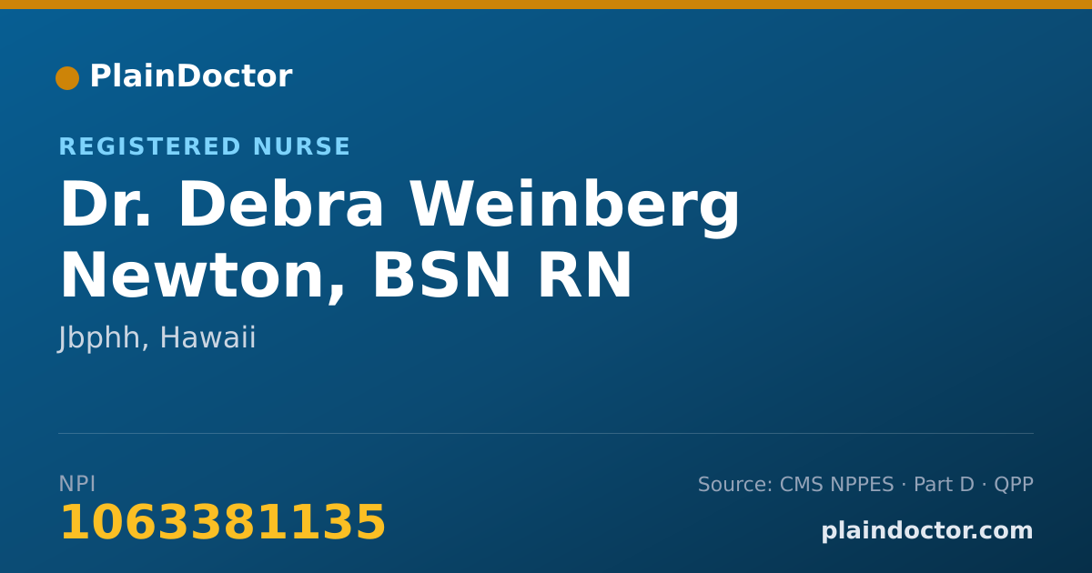 Shareable card for Debra Weinberg Newton, BSN RN - Registered Nurse, Jbphh, HI