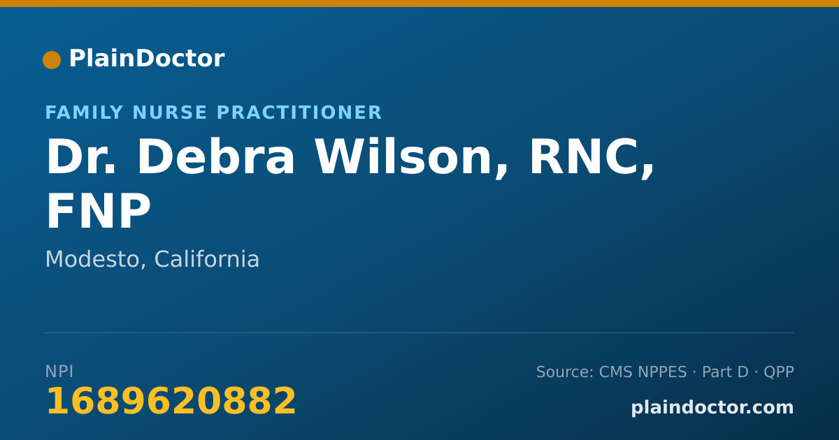 Shareable card for Debra Wilson, RNC, FNP - Family Nurse Practitioner, Modesto, CA