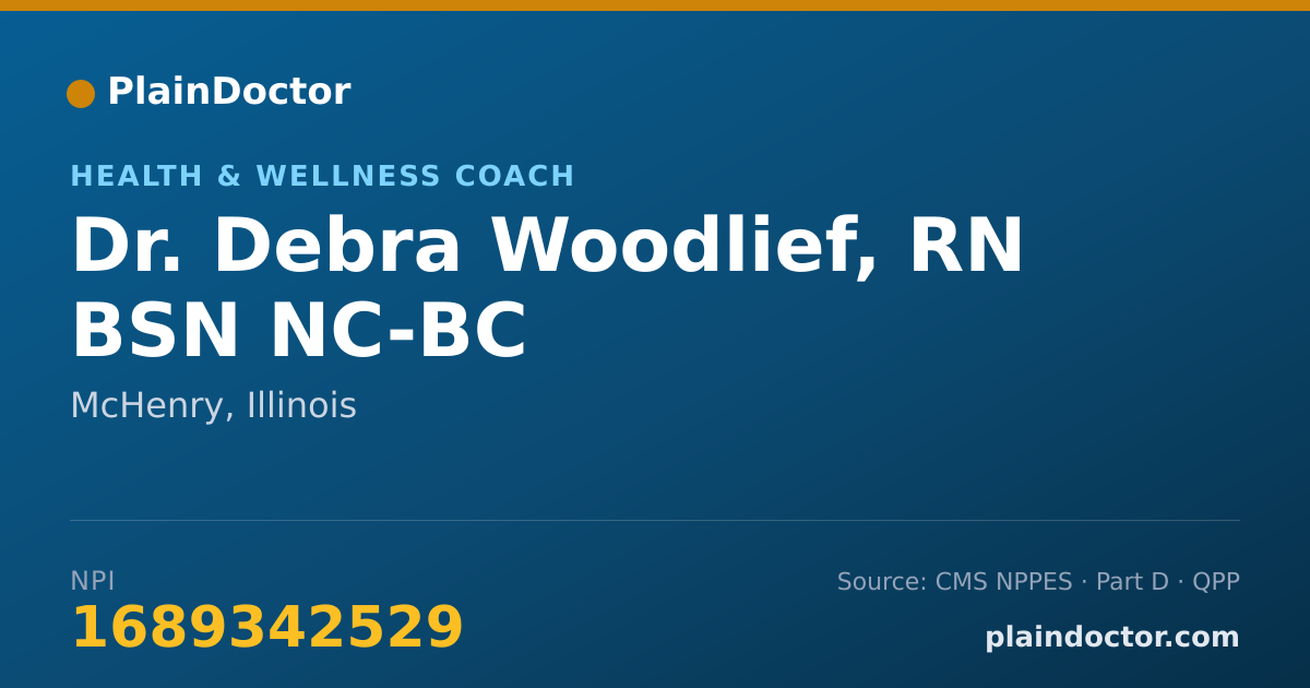 Shareable card for Debra Woodlief, RN BSN NC-BC - Health & Wellness Coach, McHenry, IL