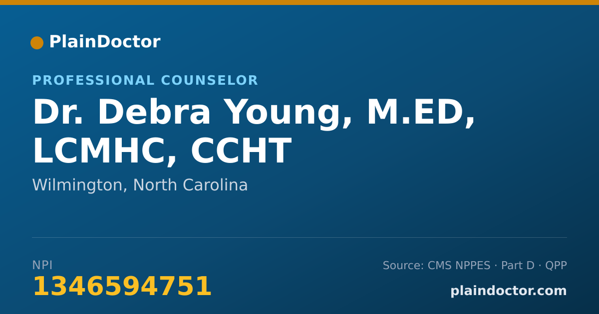Shareable card for Debra Young, M.ED, LCMHC, CCHT - Professional Counselor, Wilmington, NC
