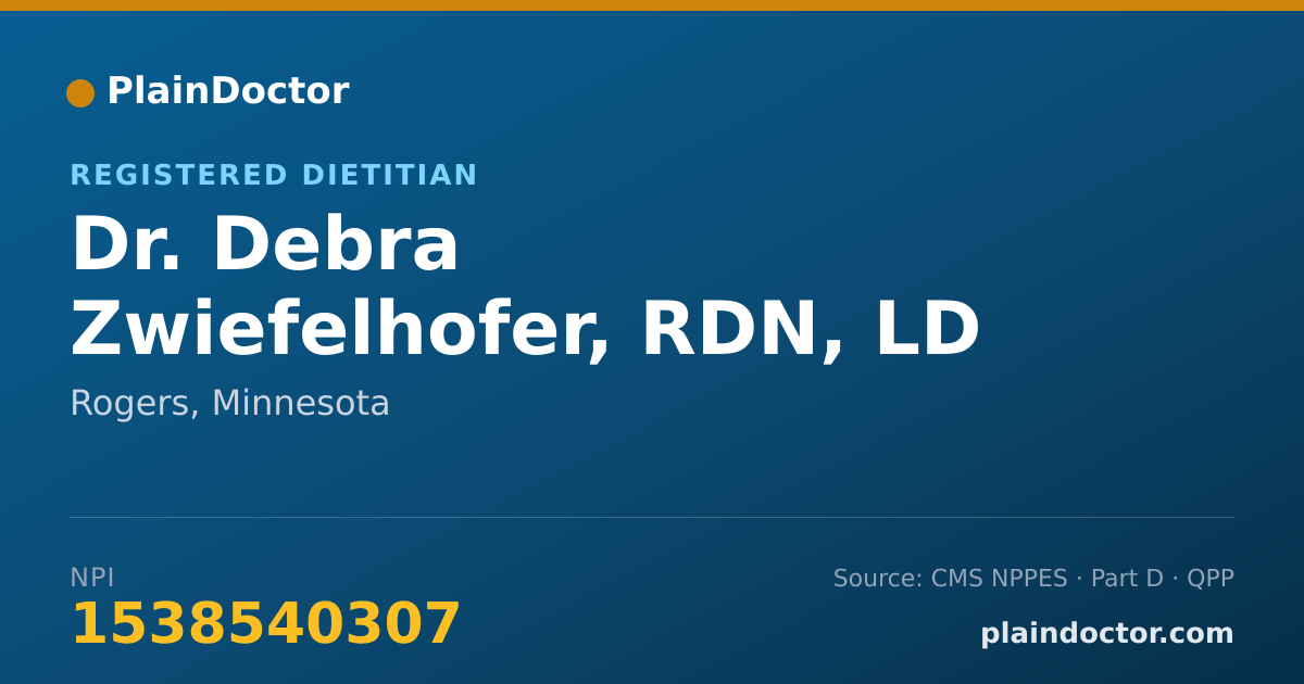 Shareable card for Debra Zwiefelhofer, RDN, LD - Registered Dietitian, Rogers, MN