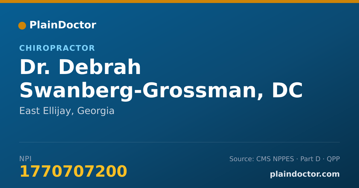 Shareable card for Debrah Swanberg-Grossman, DC - Chiropractor, East Ellijay, GA