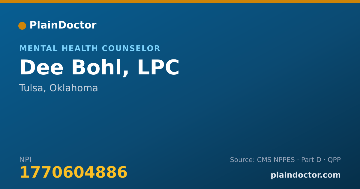 Shareable card for Dee Bohl, LPC - Mental Health Counselor, Tulsa, OK